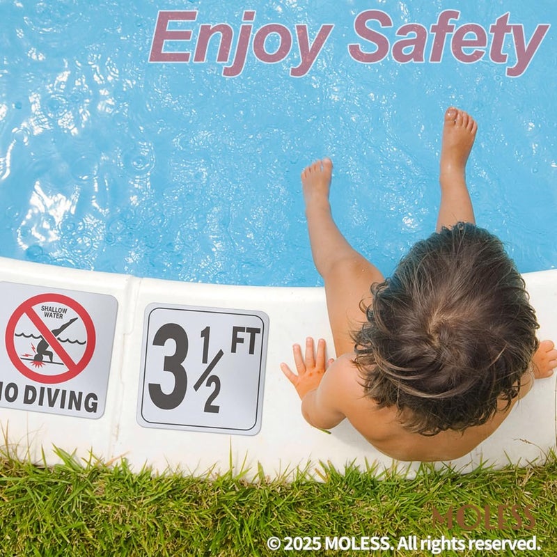 MOLESS 3½FT Pool Depth Marker Stickers – 6x6″ Anti-Slip Vinyl Tile Stickers for Swimming Pool Safety Signs, Adhesive Pool Depth Markers for Decks, 3½ FT (1 Pack) - Image 5